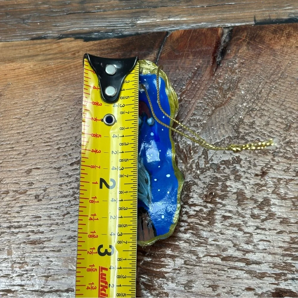 Hand-Painted Pelican Oyster Shell Christmas Ornament Small